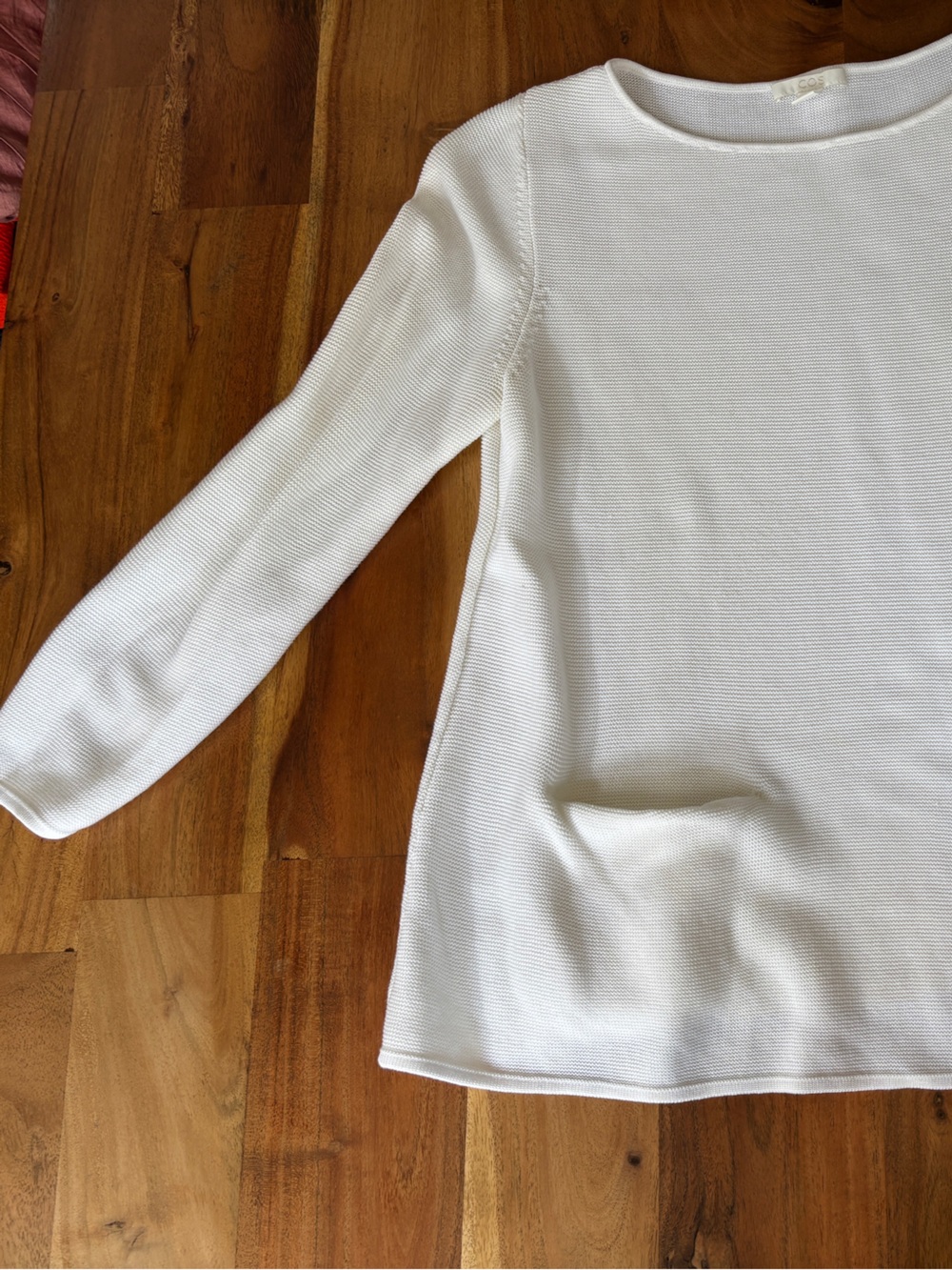 COS Textured Knit Ivory Long Sleeve Top - Size XS